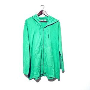 Orvis Zip Sweatshirt Hoodie Green Front Pockets Outdoor Wear Casual Women's Sz L